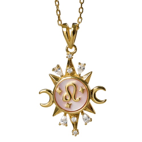 Celestial Horoscope Pendant - Leo - Gold