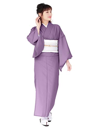 KYOETSU Women's Washable Lined Kimono Awase Crepe Fabric - X-Large - Light Purple