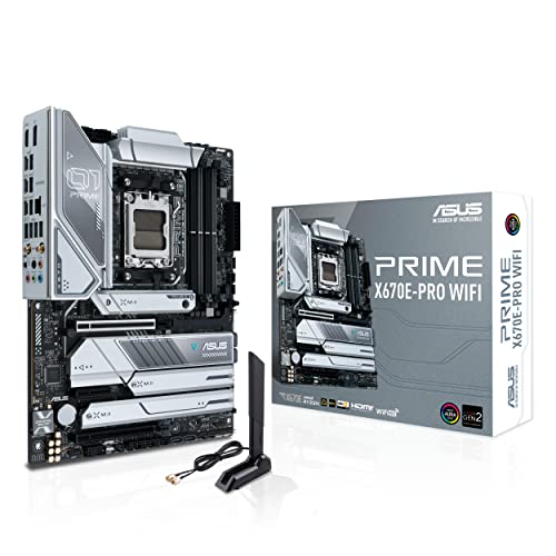 ASUS PRIME X670E-PRO WIFI, an AMD X670E Ryzen AM5 ATX motherboard with PCIe 5.0, four M.2 slots, DDR5 slots, USB 3.2 Gen 2x2 Type-C, USB4 support, WIFI 6E, and 2.5G Ethernet - Motherboard