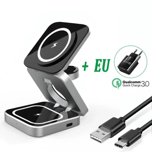 Foldable 3 in 1 Wireless Charging Phone Stand - EU