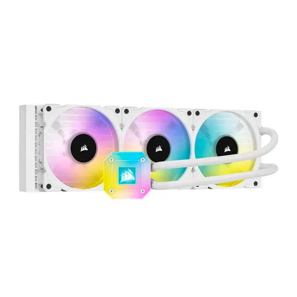 Corsair iCUE H150i ELITE CAPELLIX Liquid CPU Cooler (High-Performance Pump Head, 33 Ultra-Bright RGB LEDs, Three 120 mm CORSAIR ML RGB Series PWM Fans, Corsair iCUE Commander CORE Included) - White