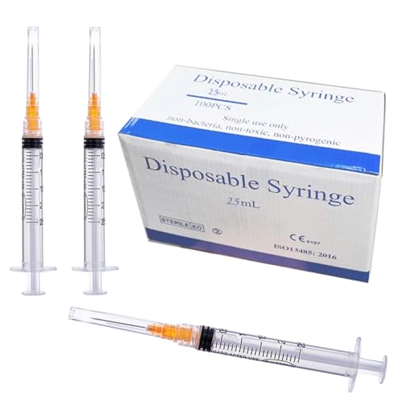 100 Pack 2.5ml with 25 Gauge 1 Inch Luer Lock, Individually Wrapped