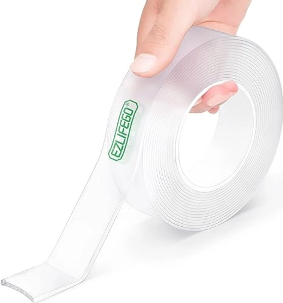 EZlifego Double Sided Tape Heavy Duty, Extra Large Nano Double Sided Adhesive Tape, Clear Mounting Tape Picture Hanging Adhesive Strips,Removable Wall Tape Sticky Poster Tape Decor Carpet Tape(9.85FT)