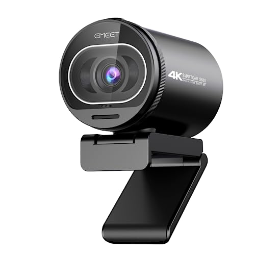EMEET 4K Webcam S600, 1080P 60FPS Webcam with 2 Noise Reduction Mics, TOF Autofocus, Built-in Privacy Cover, 65°- 88° Adjustable FOV, Streaming Camera for Gaming, Video Calling/Zoom/Skype/Teams - Midnight Black - 4K Webcam