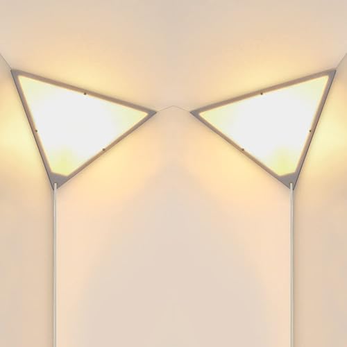 Zlierop Corner Light, 2 Pack Corner Lights for Living Room with Switch, Plug in Ceiling Light with Acrylic White Shade, Modern Triangle Corner Lamp for Bedroom, Kids Room, Office, Apartments