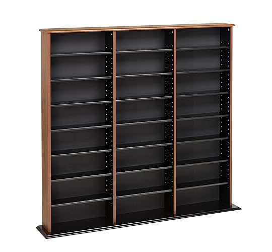 Prepac 3 Column Tall Cabinet Media Storage, Triple Width Wall, Cherry/Black - Cherry/Black