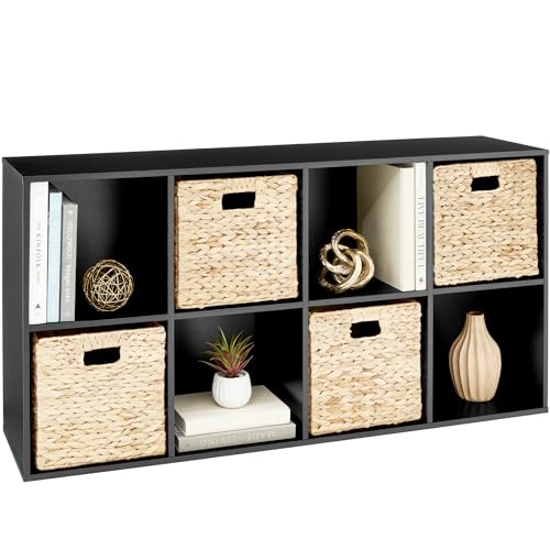 Best Choice Products 8-Cube Storage Organizer, 11in Shelf Opening, Bookcase, Display Shelf, Customizable w/ 3 Removable Back Panels – Black - Black - 8-Cube, 11in Shelf Opening
