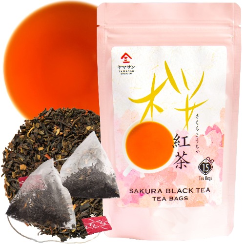 Sakura Japanese Loose Leaf Black Tea Bag 3g×15bags,Cherry Blossom Flavored Tea, Blended with cherry leaves 【YAMASAN】 - 