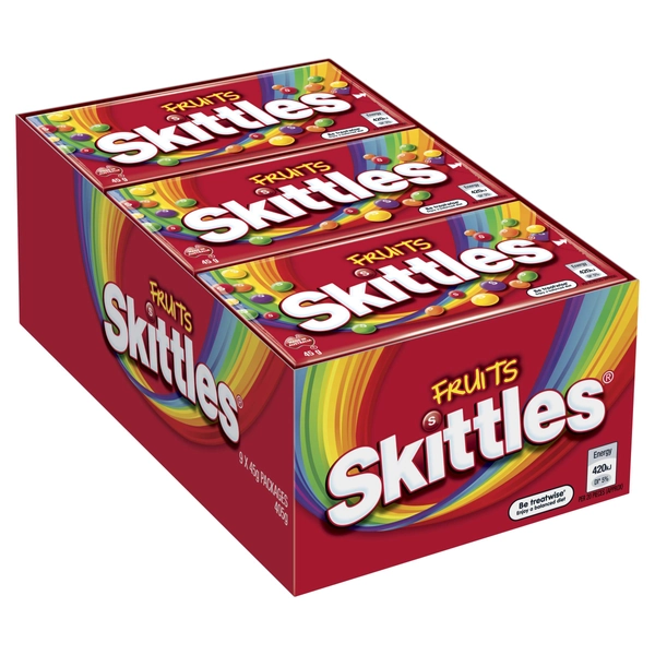 Skittles Fruits Chewy Lollies 45g Packet (Case Of 9)