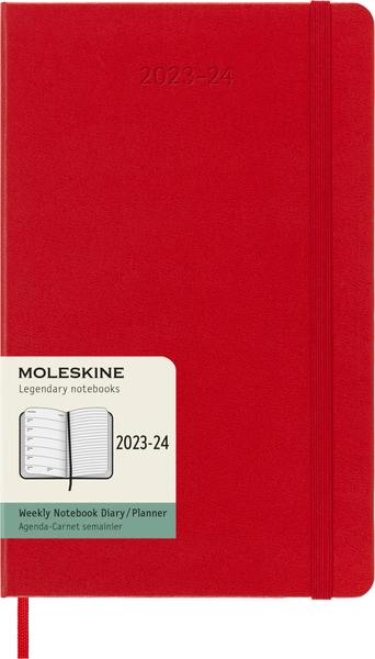 Moleskine - 2023-24 18 Month Hard Cover Diary - Weekly Notebook -Large - Scarlett Red