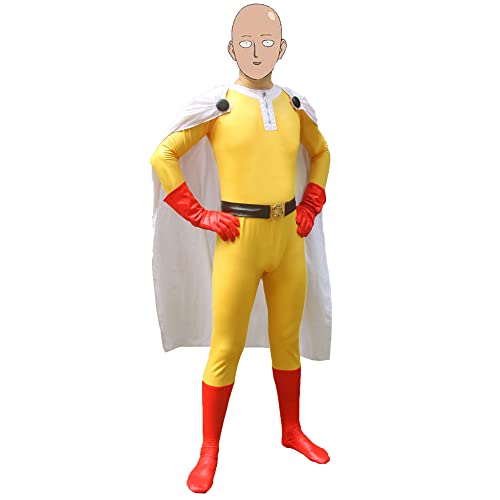 QAHEART Saitama Cosplay Costume Anime Jumpsuit Bodysuit Halloween Party Cosplay Costume for Adult - Saitama - Medium