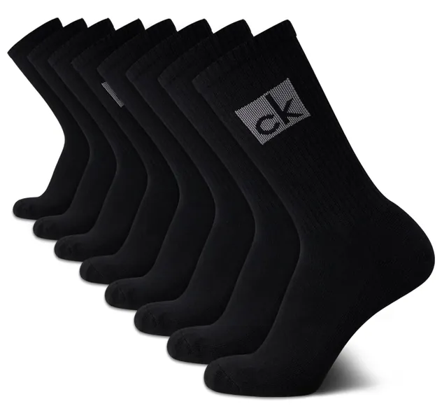 Calvin Klein Men's Socks - Cotton Cushioned Mid-Calf Athletic Crew Sock (8 Pack) - Black Shoe Size: 7-12