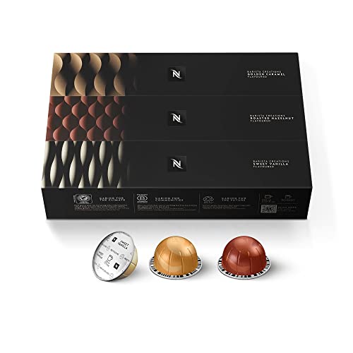 Nespresso Capsules Vertuo, Barista Flavored Pack, Medium Roast Coffee, 30 Count Coffee Pods, Brews 7.77 fl. oz - New Barista Flavored Pack - Small