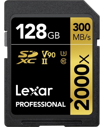 Lexar Professional 2000x 128GB SDXC UHS-II Card, Up To 300MB/s Read, for DSLR, Cinema-Quality Video Cameras (LSD2000128G-BNNNU) - 128GB Card