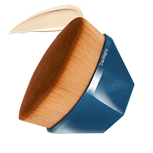 Foundation Makeup Brush Flat Top Kabuki Hexagon Face Blush Liquid Powder Foundation Brush for Blending Liquid, Cream or Flawless Powder Cosmetics with Bonus Protective Case (Black) - Pink