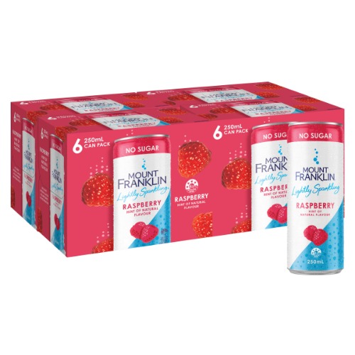 Mount Franklin Lightly Sparkling Water Raspberry Multipack Mini Cans 24 x 250mL