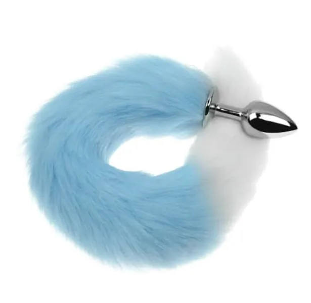 Fox Tail Anal Plugs Sexy Cat Dog Tail Cosplay Anal Plug Animal Fluffy Tail Anal Butt Plug Adult Erotic Sex Anus Flirting Sex Toys (Blue and White) - Blue and White