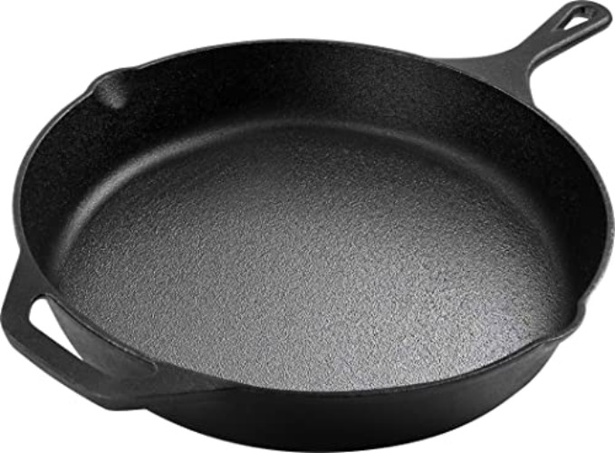 KICHLY Pre-Seasoned Cast Iron Skillet - Frying Pan - Safe Grill Cookware for Indoor & Outdoor Use - 12.5 Inch (32 cm) Cast Iron Pan - 32 cm