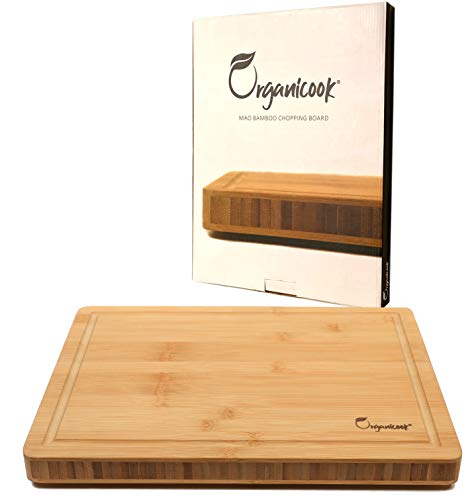 Large Wooden Chopping Boards - Non-Slip Feet, Mao Bamboo Chopping Board, Wood Cutting Board, Easy Clean, Solid, Thick & Strong 40x30x3cm, Fair Trade