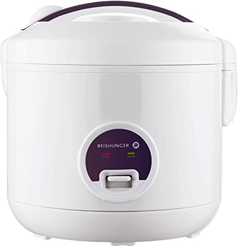 Reishunger Rice Cooker & Rice Steamer with Keep-Warm Function (1.2 litres - 6.5 cups) - For 1-6 People - Fast Cooking Without Burning - Non-Stick Coating incl. Steamer Insert - White