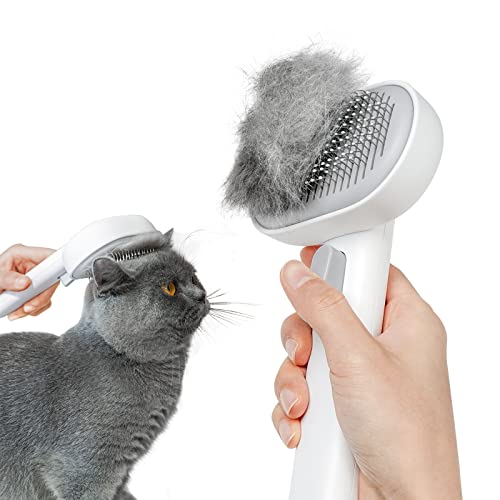 Aumuca Cat Brush for Shedding, Cat Brushes for Indoor Cats, Cat Brush for Long or Short Haired Cats, Cat Grooming Brush Cat Comb for Kitten Rabbit Massage Removes Loose Fur White - White