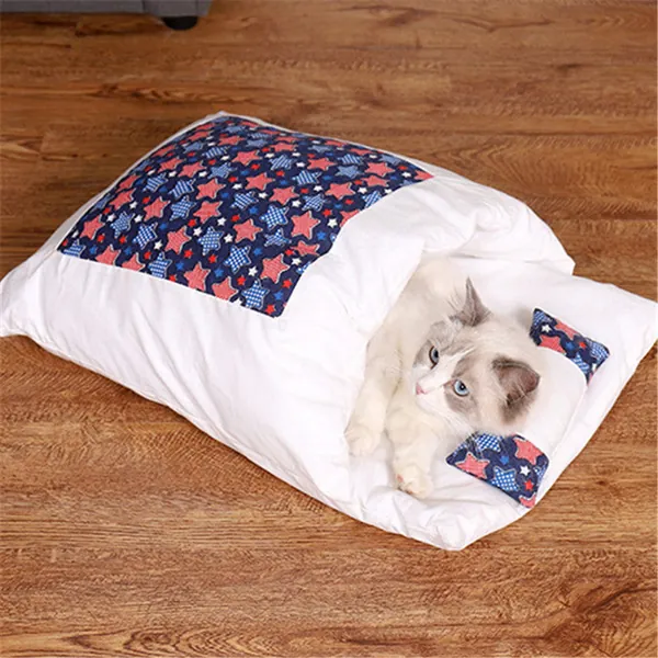 Dog & Cat Futon-Style Sleeping Bag - L / Dark Blue