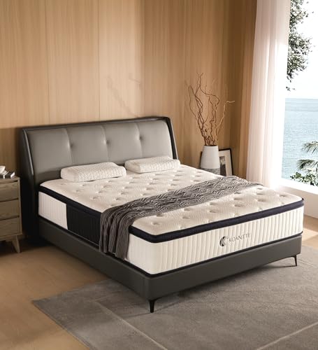 KOANTTI Queen Mattresses,14 Inch Queen Size Mattresses in a Box,Memory Foam Hybrid White & Black Mattress with Provide Support and Improve Sleep Mattresses,Pressure Relief,Medium Firm. - Queen - 14 Inch