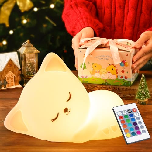 【REMOTE + GIFTS PACKAGE】Baby Night Light for Kids,16 Colors & Dimmable Kids Night Light Cute Lamp,Remote & Timer Baby Night Light,Rechargeable Kids Lamp Christmas Gifts for Teen Girls Cute Cat Gifts - 【REMOTE + GIFTS PACKAGE]