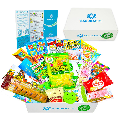 Sakura Box Japanese Vegetarian Snacks & Candy 30 Piece Dagashi Set Halal Friendly Food