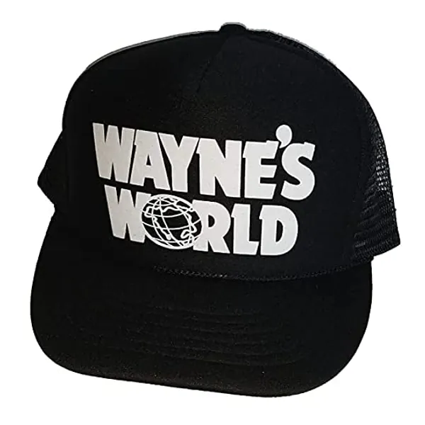 
                            THATSRAD Wayne's World Costume Halloween Mesh Trucker Hat Cap Snapback Waynes ? Black
                        