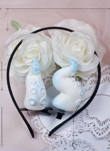 Handcrafted Tentacle Hairclips - blue