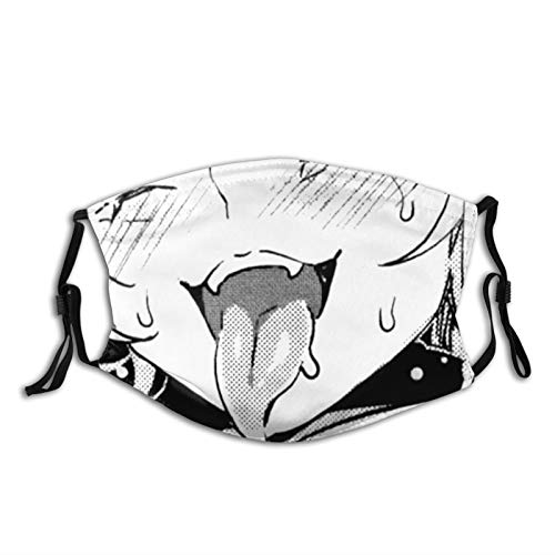 Petirmoso Ahegao Reusuable Face Fashion Mask Decoration Mouth Adjustable Earloop Black