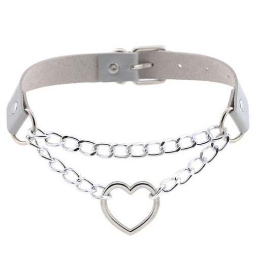 Chained Valentine Choker (15 Colors) - Grey