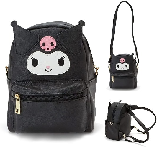 Jeinju Kawaii Backpack Cute PU Bag Shoulder Bag for Girls Anime Mini Backpack Black For Girl Anime Backpack (Black1, One Size) - One Size Black1