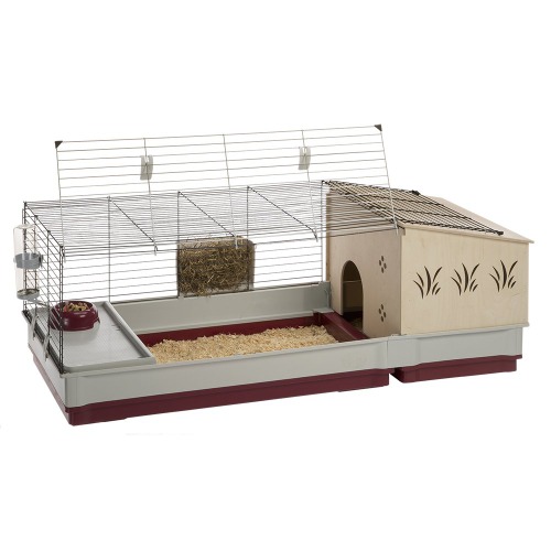 Krolik Extra-Large Rabbit Cage w/ Wood Hutch Extension Rabbit Cage Includes All Accessories and Measures 55.9L x 23.62W x 19.68H and Includes ALL Accessories - Rabbit Cage w/ Wood Hutch