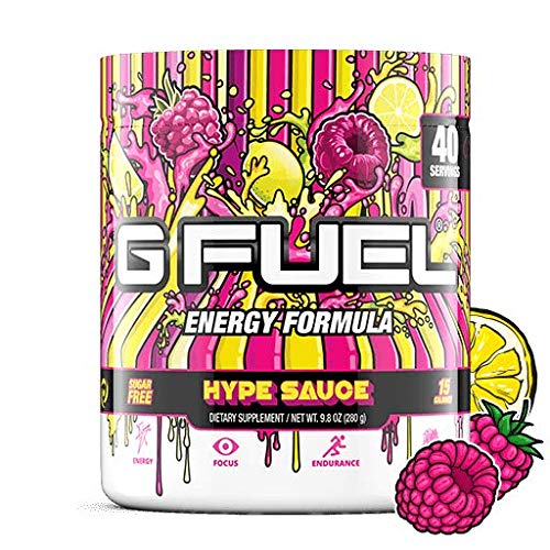 G Fuel Hype Sauce Raspberry Lemonade Flavored Game Changing Elite Energy Powder, Sharpens Mental Focus and Cognitive Function, Zero Sugar, Supports Immunity and Enhances Mood 9.8 oz (40 Servings)