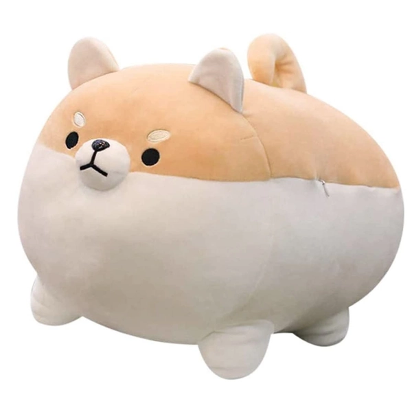 19.7" Shiba Inu Pillow Plush, Stuffed Animal Kawaii Fat Dog Plushy Soft Anime Corgi Hugging Cuddle Pet Throw Plushies Cartoon Doggo Doll Toy Best Gifts for Kids Girls Boys (Brown)