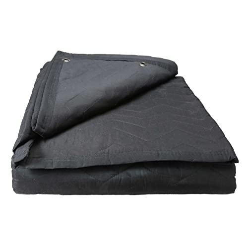 US Cargo Control 96"x80" Extra Large Sound Dampening Blanket with Grommets for Wall Hanging, Acoustic Blanket, Sound Reducing Blanket, Machine Washable, 12 Pounds, Black - 1 blanket