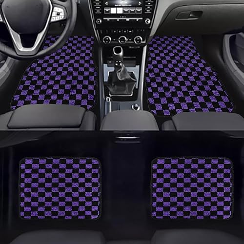 Checkered Purple Car Floor Mats