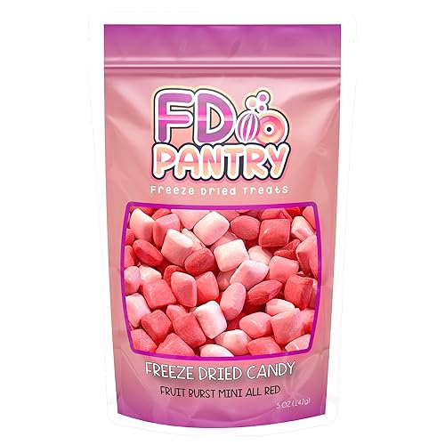 Freeze Dried Fruit Bursts Candy - Mini All Reds l Hard Candy Mix 5oz Treat Snack Gift Bag Strawberry, Fruit Punch, Watermelon, Cherry Freeze-Dried Candies - Reds - 5 oz