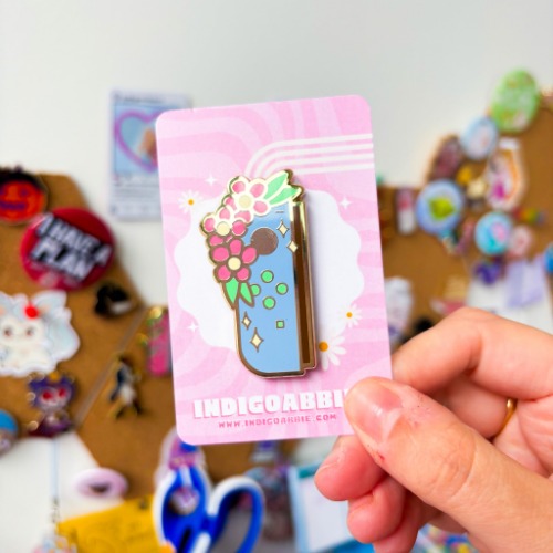 Blue Floral JoyCon Enamel Pin | Nintendo Switch Enamel Pin Floral Joycon Pin - Left