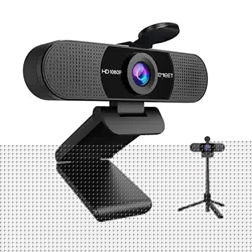 EMEET C960 Webcam with Tripod, 1080p Webcam with Microphone, Adjustable Height Mini Tripod, C960 Web Camera with Privacy Cover, Plug & Play Webcam with Stand for Zoom/Skype/YouTube/FaceTime - 1080P Webcam+Tripod