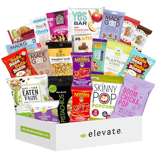 Premium Vegan, Gluten Free Healthy Snack Box: A Mix Of 22 Individually Wrapped Snacks: Cookies, Nuts, Fruit, Chips, Care Package, Snack Variety Pack, Adults, Kids, Housewarming, Thank You Gift, Birthday, College Back To School Students, Road Trips, Plant Based