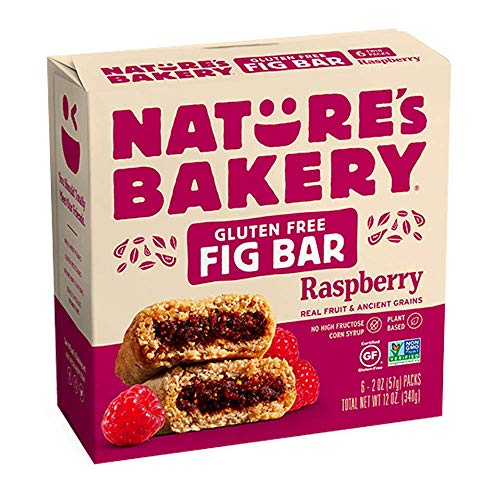 Nature's Bakery Gluten Free Fig Bars, Raspberry, Real Fruit, Vegan, Non-GMO, Snack bar, 1 box with 6 twin packs (6 twin packs) - Raspberry - 6 Count (Pack of 1)