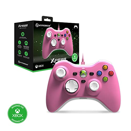 Xenon Wired Controller - Pink - Officially licensed Xbox 360 Controller replica for use with Xbox Series X|S, Xbox One, Windows 10|11, PC, Video Game Controller, 3.5MM Audio Jack, Impulse Triggers, Plug and Play Gaming Gamepad