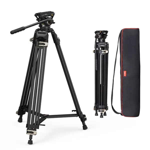 SmallRig AD-01 Video Tripod System, 73" Heavy Duty Tripod with 360 Degree Fluid Head and Quick Release Plate for DSLR, Camcorder, Cameras(3751) - 