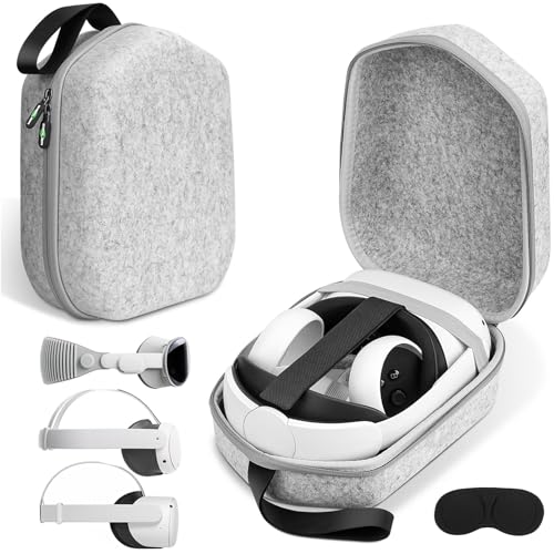 sarlar Hard Carrying Case Compatible with Meta Oculus Quest 2/Quest 3/Vision Pro Original/Elite Version VR Gaming Headset and Touch Controllers Accessories, Suitable for Travel and Home Storage - Medium
