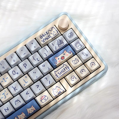 Happy Blue Cat Keycap Set