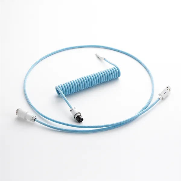 CableMod Pro Coiled Keyboard Cable (Blueberry Cheesecake, USB A to USB Type C, 150cm)