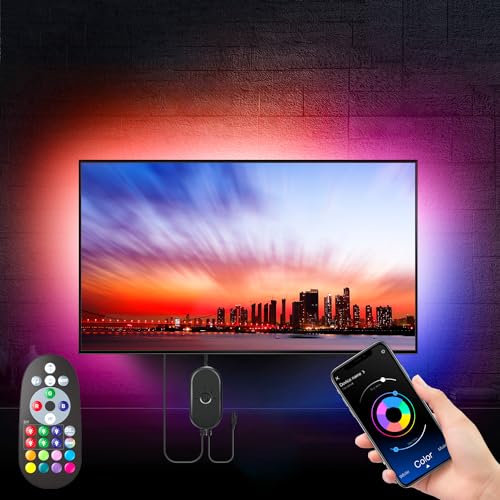 Mexllex LED TV Backlights USB Powered for 32 Inch-60 Inch TV, Color Changing LED Strip Lights with Remote and APP Control, Mirror,PC, Sync to Music, Bias Lighting, RGB LED Strip for Android iOS - 2m